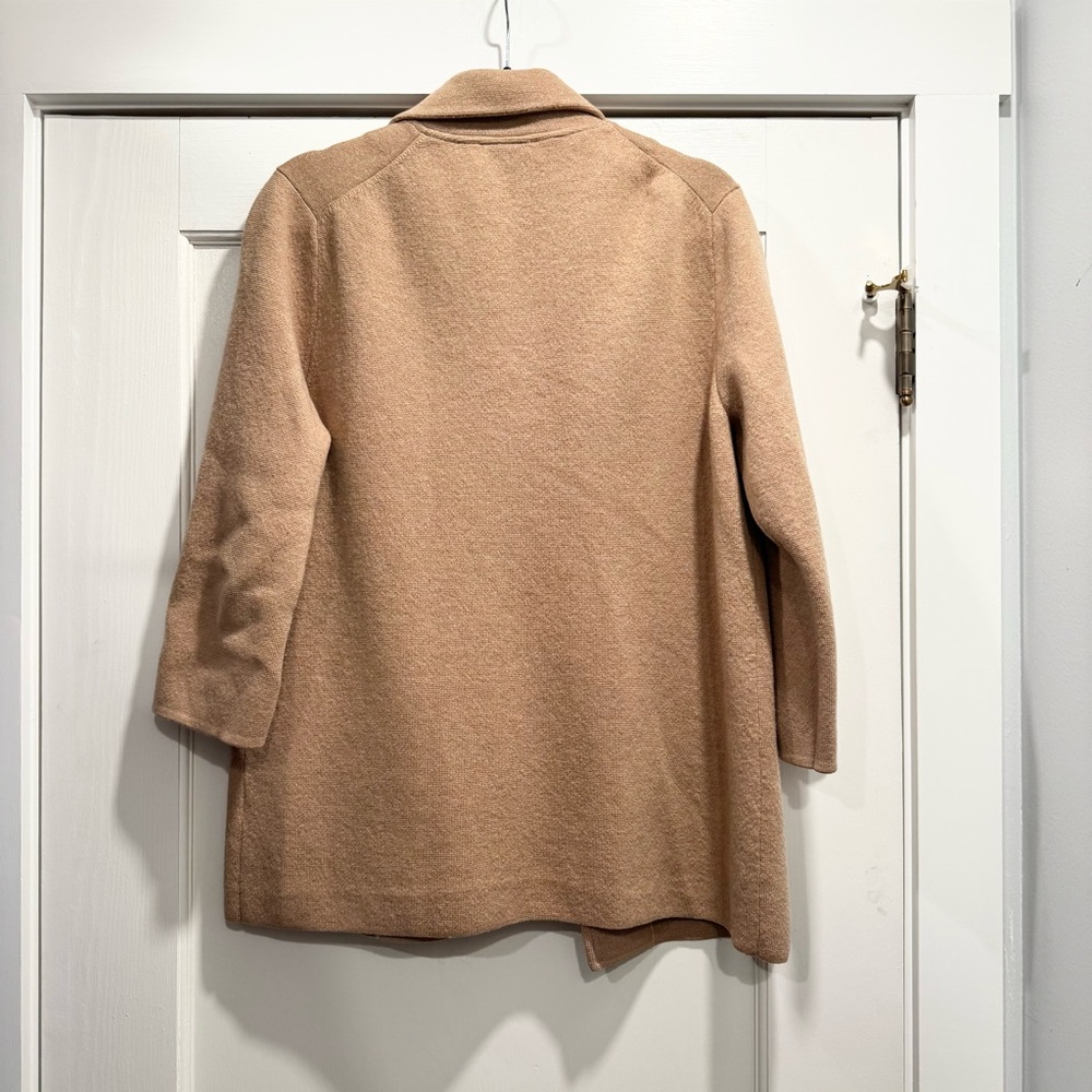 J Crew Women’s Open front sweater blazer Tan Large Preppy Spring Quiet Luxury - Picture 2 of 7
